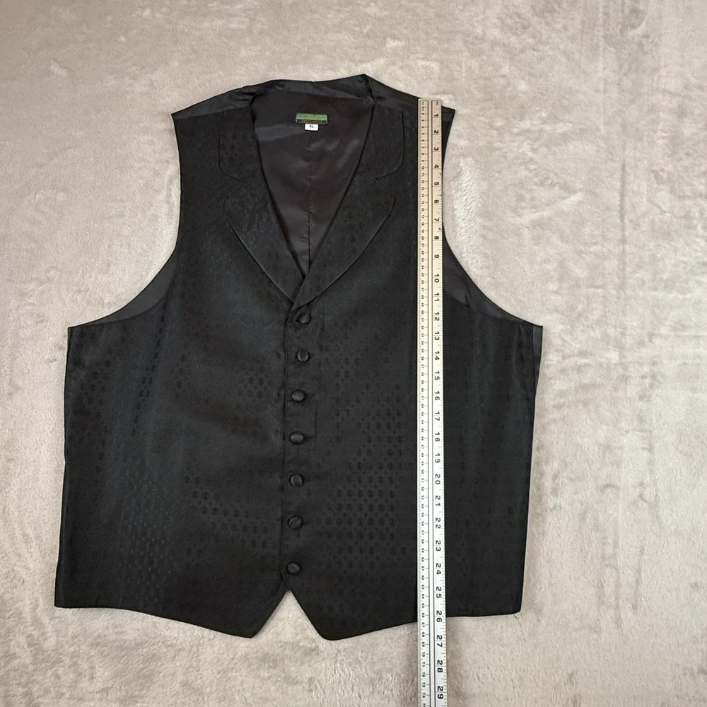 Vtg Chaps Ralph Lauren Vest Mens XL Black Tuxedo Formal Geometric Made USA 90s